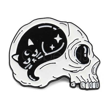 Cartoon Cat & Skull Enamel Pins JEWB-Q033-02A-1