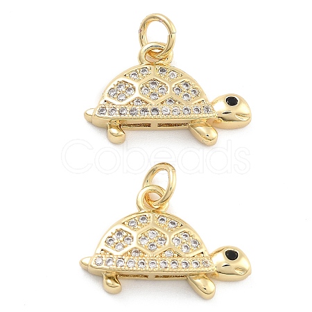 Brass Pave Clear Cubic Zirconia Pendants KK-U009-12D-G-1