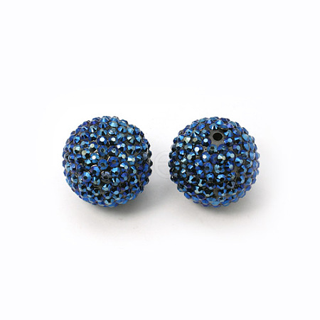 Chunky Resin Rhinestone Bubblegum Ball Beads X-RESI-M011-11-1