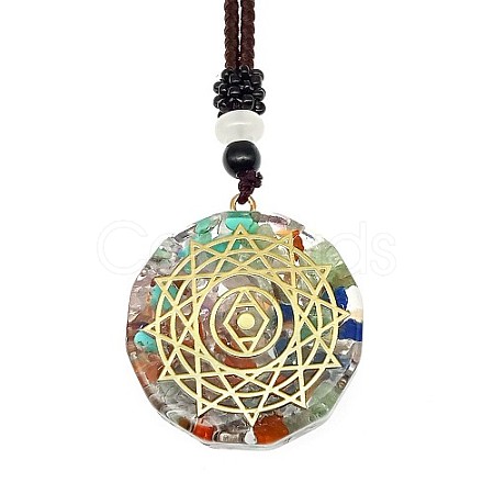 Orgonite Chakra Natural & Synthetic Mixed Stone Pendant Necklaces PZ4674-09-1