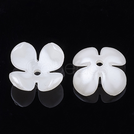 4-Petal ABS Plastic Imitation Pearl Bead Caps OACR-S020-19-1