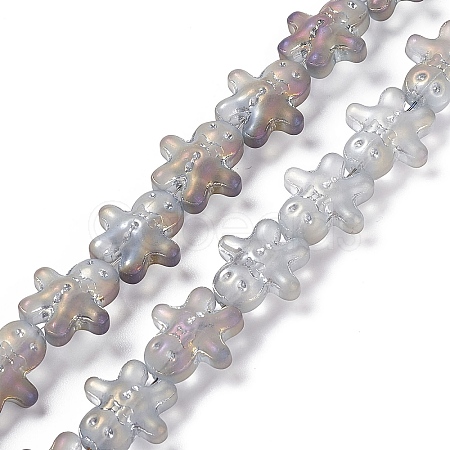 Half Rainbow Plated Forsted Electroplate Glass Beads GLAA-P005-HR02-1
