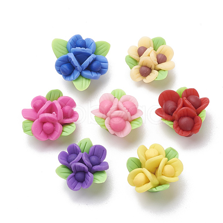 Handmade Polymer Clay Flower Beads X-CLAY-S089-03-1