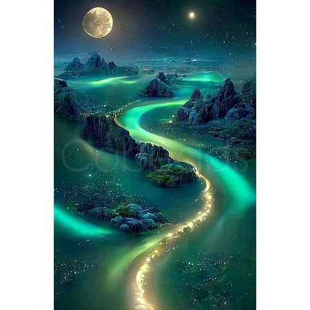 Fancy Night Mountain Scenery DIY Diamond Painting Kit PW-WG93600-02-1