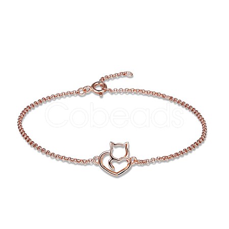 925 Sterling Silver Link Bracelets BJEW-BB53763-RG-1