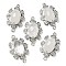 Natural Quartz Crystal Faceted Oval Connector Charms, Rack Plating Brass Micro Pave Clear Cubic Zirconia Rock Crystal Flower Links, Platinum, 25.5x16x7mm, Hole: 1.2mm