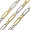 Ion Plating(IP) 304 Stainless Steel Two-Tone Link Chains, with Spool, Soldered, Real 18K Gold Plated, 14x4.5x1.5mm, about 32.81 Feet(10m)/Roll