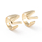 Brass Cuff Rings, Open Rings, Long-Lasting Plated, Real 18K Gold Plated, Letter.V, Size 6, 17mm