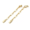 Brass Ends with Chains, Rectangle, Real 18K Gold Plated, 74mm, Hole: 2.5mm