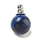 Natural Lapis Lazuli Perfume Bottle Pendants, with 304 Stainless Steel Findings, Round, 25x16mm, Hole: 2mm