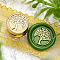 Golden Tone Round Wax Seal Brass Stamp Heads, for Wax Seal Stamp, Mini Plant Series, Tree, 15x15mm, Hole: 7mm