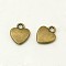 Tibetan Style Alloy Charms, Cadmium Free & Nickel Free & Lead Free, Antique Bronze, Heart, about 12mm long, 10mm wide, 2.5mm thick hole: 2mm