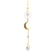 Glass Pendant Decorations, Hanging Suncatchers, with Brass Findings, for Home Decoration, Moon Pattern, 430mm