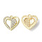 Rack Plating Alloy Rhinestone Pendants, Lead Free & Cadmium Free & Nickel Free, Heart Charms, Light Gold, Crystal, 19x18.5x3mm, Hole: 1.6mm