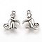 Tibetan Style Alloy Pendants, Monkey, Cadmium Free & Lead Free, Antique Silver, 15.5x13x3mm, Hole: 1.5mm