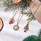 3Pcs 3 Styles Christmas Tree Bell Flower Alloy Enamel Pendant Necklaces for Women, Golden, Mixed Shapes, 17.72 inch(45cm), 1pc/style