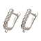 Rack Plating Brass Micro Pave Cubic Zirconia Hoop Earring Findings, Long-Lasting Plated, Lead Free & Cadmium Free, Platinum, 18.5x13x3mm, Hole: 1.4mm, Pin: 0.8mm