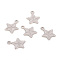 Non-Tarnish 201 Stainless Steel Charms, Laser Cut, Star, Stainless Steel Color, 13.5x10.8x0.8mm, Hole: 1.4mm