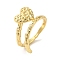 Textured Heart Brass Open Cuff Rings for Women, Lead Free & Cadmium Free, Real 18K Gold Plated, Inner Diameter: 17mm