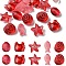 25Pcs 5 Style Ocean Themed Transparent Glass Beads Sets, Mixed Shapes, Dark Red, 12~15x8~15x5~9mm, Hole: 1mm, 5pcs/style