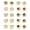 Natural Mixed Stone Stud Earrings, with Golden Tone Rack Plating Brass Findings, Sun, 14.6x10.9mm