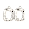 Alloy Pendants, Rectangle Charm, Platinum, 22x14x3mm, Hole: 1.6mm