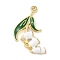 Alloy Enamel Pendants, Long-Lasting Plated, Golden, Flower Charm, White, 29.5x21x3.5mm, Hole: 1.6mm