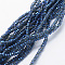 Electroplate Glass Beads Strands, Full Rainbow Plated, Faceted, Rondelle, Marine Blue, 2.5x1.5mm, Hole: 0.5mm, about 197~201pcs/strand, 12.9 inch(33cm)