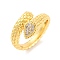 Teardrop Brass Micro Pave Clear Cubic Zirconia Open Cuff Rings, for Women, Lead Free & Cadmium Free, Real 18K Gold Plated, Inner Diameter: 18mm