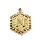 201 Stainless Steel Pendants, Golden, Hexagon with Letter Charm, Letter N, 21x16.5x2mm, Hole: 1.5mm