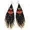 Bohemia Woven Glass Seed Bead Dangle Earrings, Tassel Chandelier Iron Earrings for Women, Butterfly, Colorful, 155mm, Pendant: 140x40mm