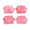 Baking Paint Glass Beads, Lotus, Hot Pink, 15.5x20.5x7.5mm, Hole: 1.2mm