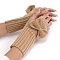 Acrylic Fibers Bowknot Knitting Fingerless Gloves, Arm Warmer, Winter Warm Gloves with Thumb Hole, BurlyWood, 200x70mm