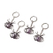 Spider Natural Amethyst Pendant Keychain, with Brass Findings, 7.8~7.9cm