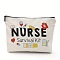 Nurse Cotton Linen Cosmetic Bag, with Polyester Lining, Ladies' Large Capacity Travel Storage Bag, White, 25x17cm