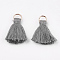 Polycotton(Polyester Cotton) Tassel Pendant Decorations, with Iron Findings, Light Gold, Gray, 20~30x7~8mm, Hole: 5mm