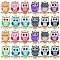 36Pcs 12 Colors Alloy Enamel Pendants, Owl Charm, Cadmium Free & Nickel Free & Lead Free, Golden, Mixed Color, 21.5x15x2.3mm, Hole: 2mm, 3pcs/color