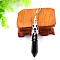 Natural Black Agate Pendant Necklaces, Cone, 20.08~31.50 inch(51~80cm)