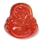 Glass Pendants, Figure of Buddha, Red, 39x36x14mm, Hole: 1mm