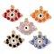 Handmade Glass Seed Beads, Loom Pattern, Eye Pendants, Mixed Color, 23x30x5mm, Hole: 1.2mm