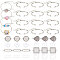 Nbeads DIY Bangle Making Kit, Including Alloy & 304 Stainless Steel Cabochon Connector Settings, Transparent Glass Cabochons, Alloy Bangle, Mixed Color, 19.5~30x20~23x2~6.8mm, Hole: 1.8~3mm