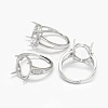 925 Sterling Silver Rhinestone Claw Finger Ring Components STER-E061-42P-1