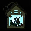 Christmas Theme Wood House Hanging Ornaments DJEW-B011-02-2