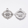 Tibetan Style Alloy Compass Pendants TIBEP-S272-AS-FF-2