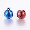 Mixed Color Round Brass Bell Pendants For Christmas X-IFIN-Q058-M-2