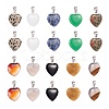 20Pcs 10 Style Heart Natural Gemstone Pendants G-LS0002-16-2