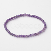 Natural Amethyst Round Bead Stretch Bracelets X-BJEW-L594-B08-1