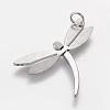 Trendy Dragonfly Necklace Findings 304 Stainless Steel Textured Pendants STAS-L012-D05P-2