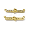 Rack Plating Brass Micro Pave Clear Cubic Zirconia Connector Charms KK-C007-37G-P-2