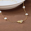 925 Stainless Steel Heart Pendant Necklaces with Cubic Zirconi and Natural Pearl NJEW-Z030-05G-4